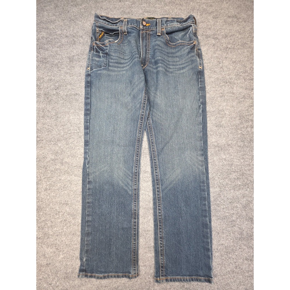 Ariat Rebar M5 Straight Leg Jeans Mens 34 x 32 (FITS 32 x 32) Blue Workwear